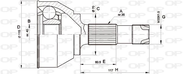 OPEN PARTS Nivelsarja, vetoakseli CVJ5458.10